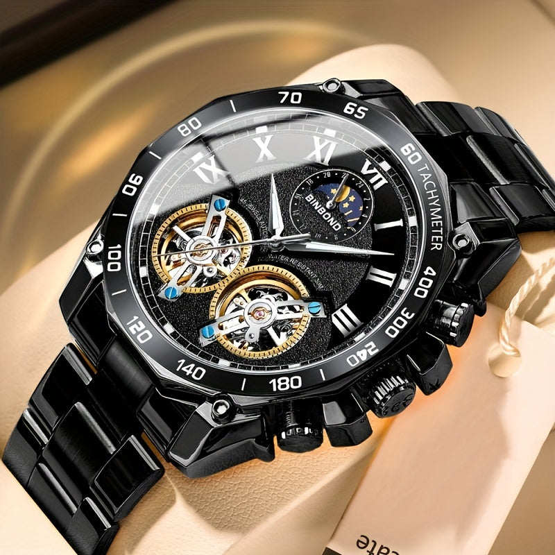 Double Tourbillon Watch Men's Hollow Mechanical Watch Multifunctional Fashion Luminous Wristwatch