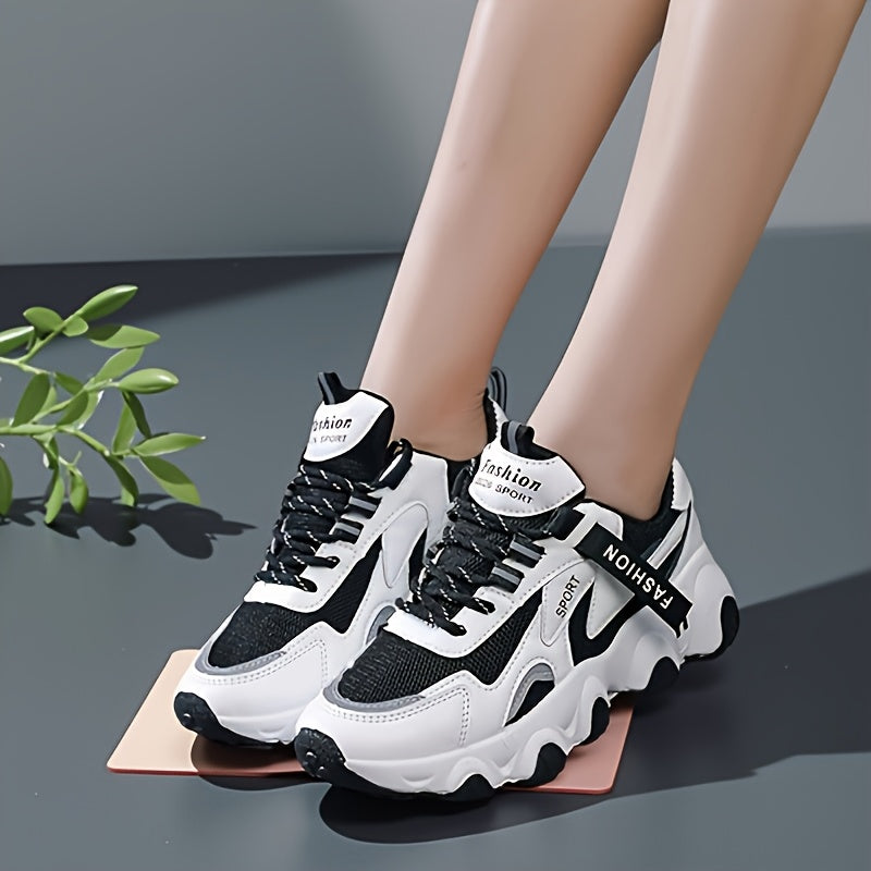 Women's Breathable Mesh Sneakers - Casual Lace-Up, Low Top Sneakers with Faux Cover & PU Sole for Summer