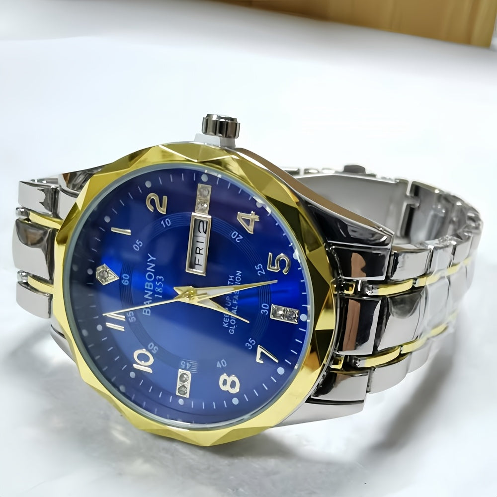 Multi Functional Watche Suitable for Both Women and Men/Calendar Date Display Rhinestone Decoration/Luminous/Stainless Steel Strap-Ideal Gift for Birthdays, Holidays, Anniversaries, Family, Friends-Suitable for Daily Wear, Pa