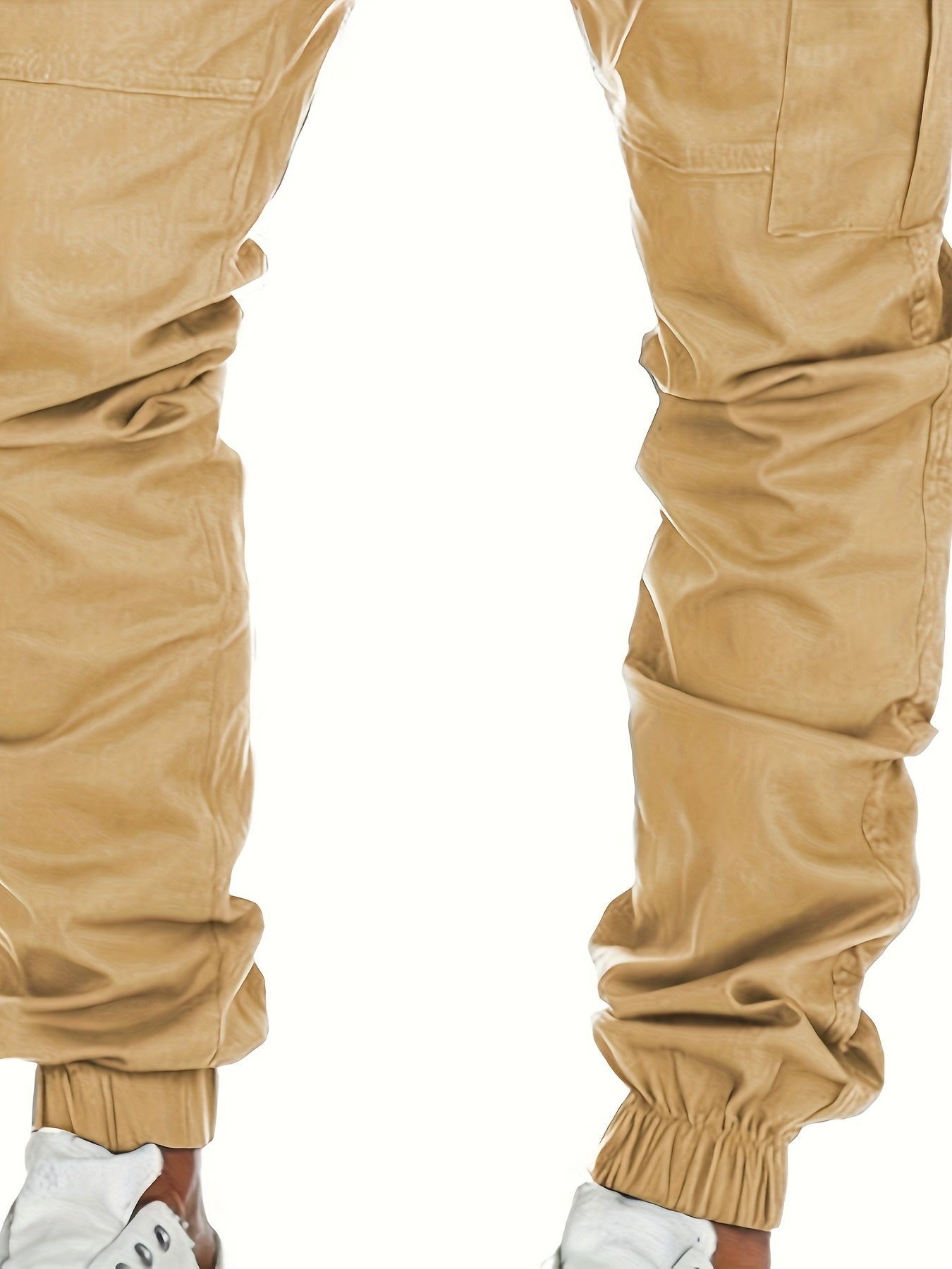 Men's Trendy Solid Footed Cargo Pants With Side Pocket, Comfy Casual Regular Fit Trousers For Men's Outdoor Activities