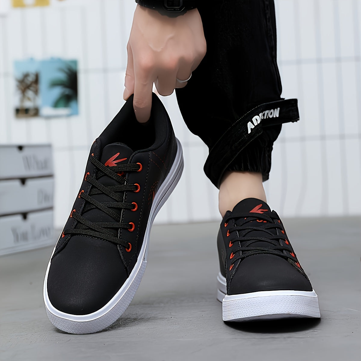 Athletic Chic | Men's Fashion Sneakers YY-9003, Casual Sports Low Top Lace-Up Shoes with Striped Microfiber Synthetic Upper, Fabric Inner & EVA Sole for Outdoor Running