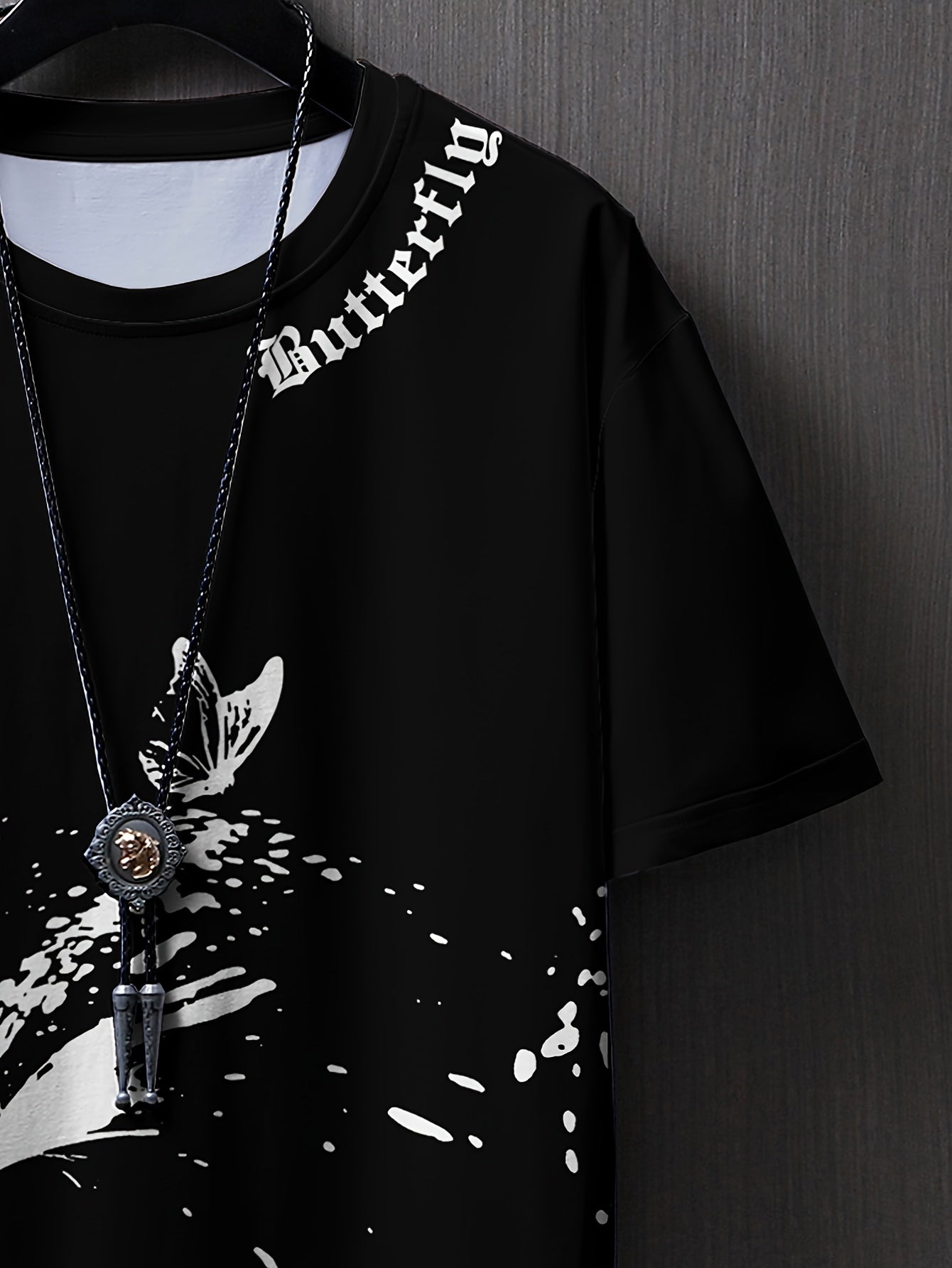 Men's Flat Shoulder Casual Butterfly Print Short Sleeve T-Shirt XT7119