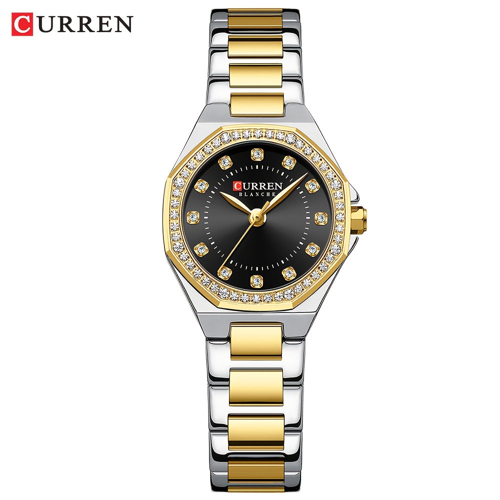 CURREN Women's Elegant Fashion Luxury Rhinestone-Adorned Small Dial Watch - Stainless Steel Band, Zinc Alloy Case,, Analog Display - Ideal for Business & Social Events, Perfect Gift, CURREN