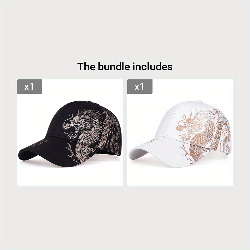 Men's Dragon Design Baseball Cap, 3 Colors Available