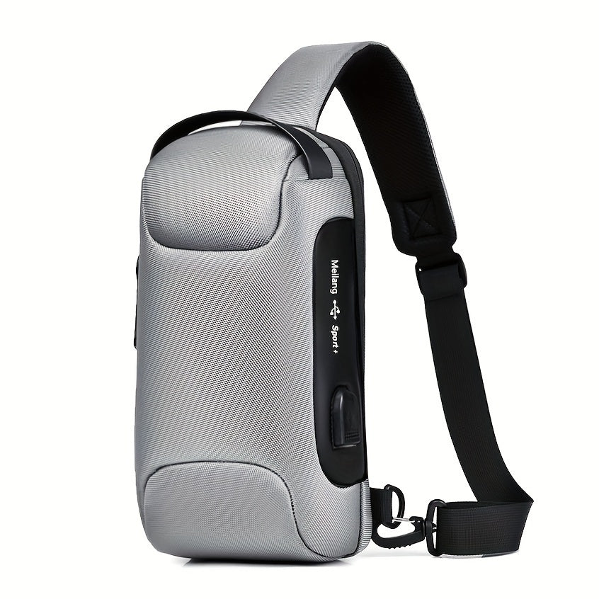 Oxford Fabric Waist Bag with USB Charging & Combination Lock - Sleek Black Crossbody for Men & Women, Ideal for Outdoor Activities & Motorcycle Riding, Perfect Valentine's or Father's Gift, Motorcycle Bag