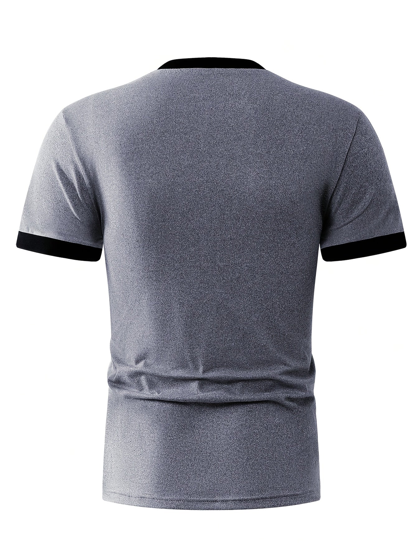 Men's Lightweight Summer Casual T-Shirt - Short Sleeve, Crew Neck, Two-Tone Color Block Design (Light Gray & Dark Gray), Machine Washable, Perfect for Casual Attire, Smooth Texture Fabric