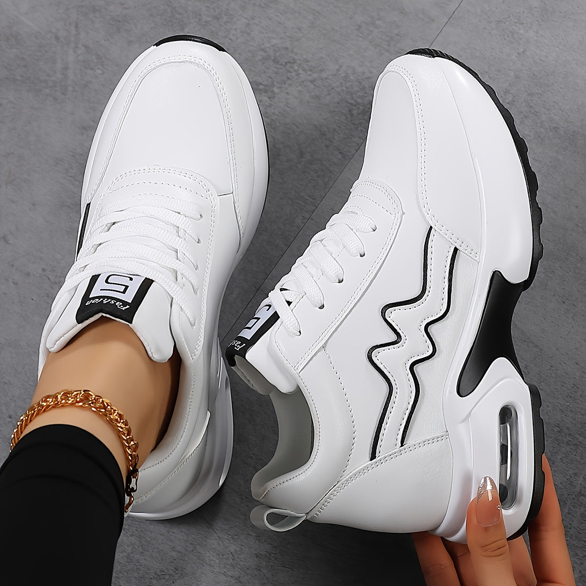 Women'S High-Top Sneakers with Thick Sole - Comfortable, Breathable, Casual White Sneakers with Lace-Up Closure, Stylish Design for All Seasons, Casual Footwear | Stylish High Top Sneakers | Comfortable Footwear