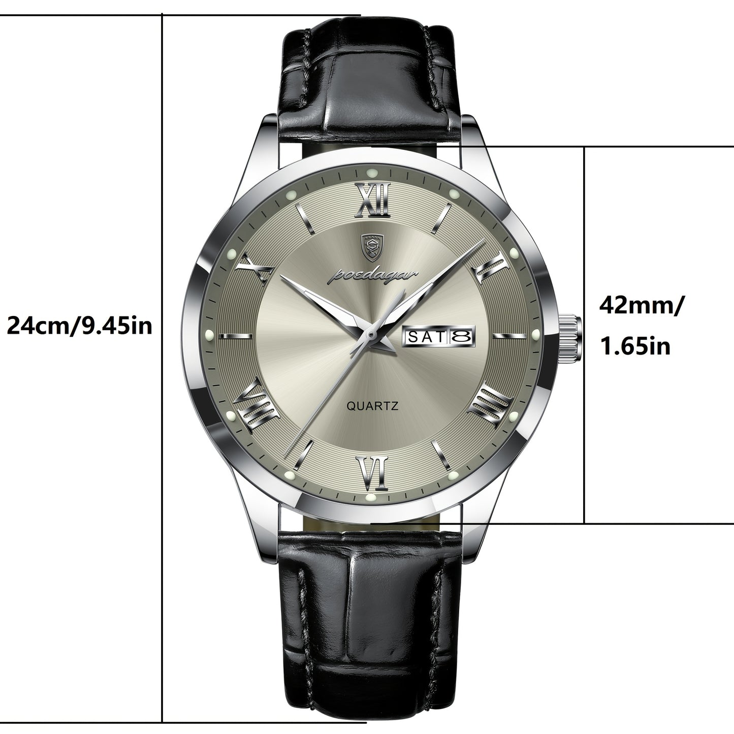 Luxury Leather Strap Men's Watch Waterproof Luminous Calendar Week Wristwatch Simple Business Fashion Sports Men's Watch