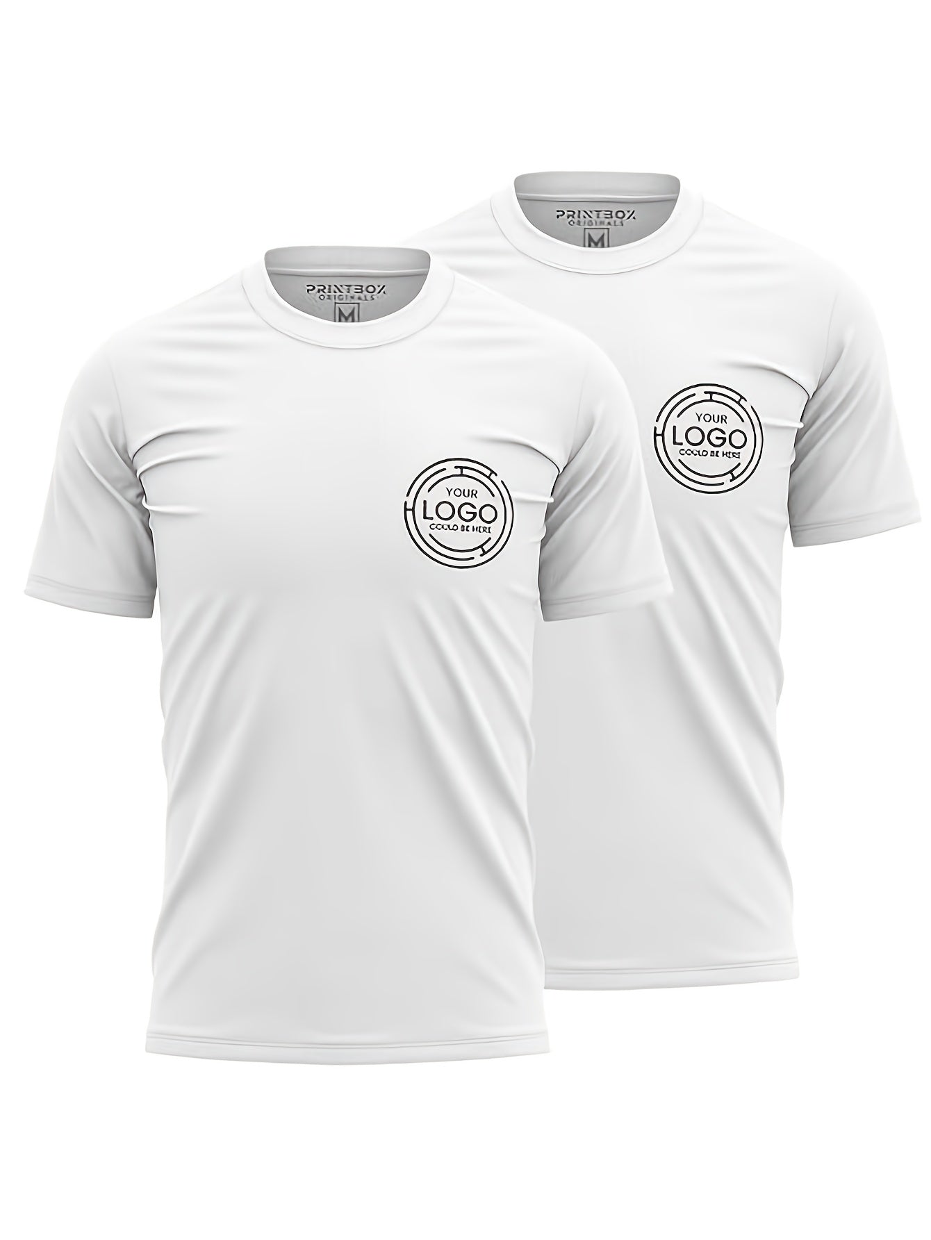 2pcs Men's Quick-Dry T-Shirts - Moisture-Wicking Breathable Gym Shirts with Custom Logo Print, Regular Fit Round Neck for Workout & Casual Wear, Workout Shirts, Durable Sportswear