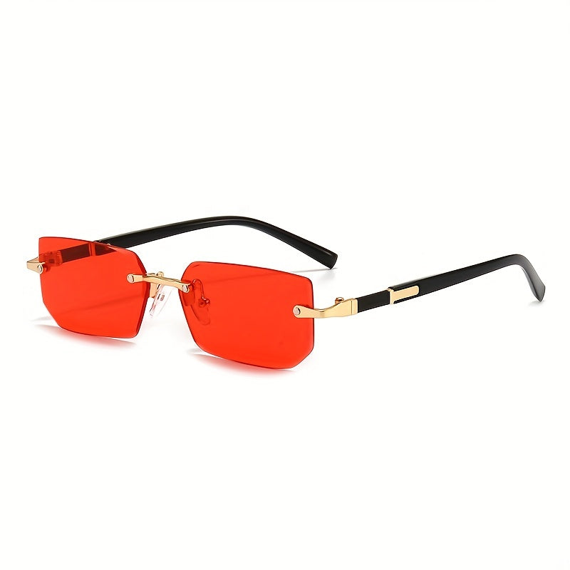 1pc Men's Fashion Rimless Fashion Glasses, Trendy Rimless Classic Small Square Summer Traveling Fashion Glasses, Ideal choice for Gifts