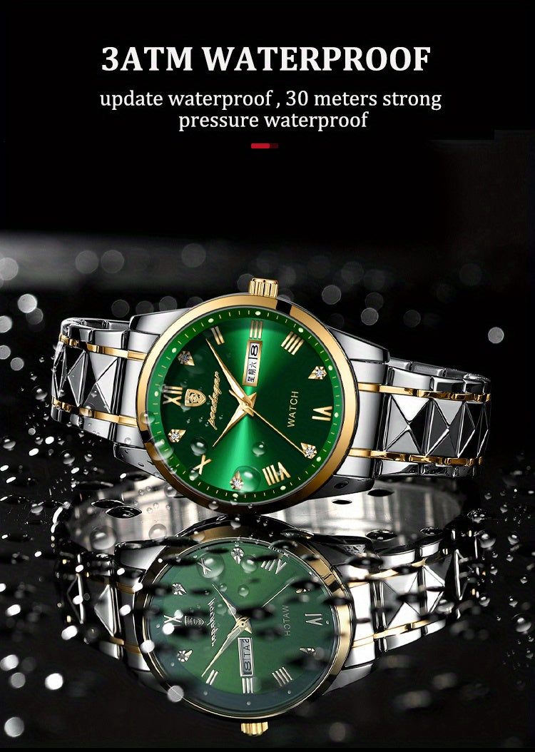 Luminous Calendar Men's Quartz Watch Business Sports Teenagers Trend Stainless Steel Student Wristwatches, Ideal choice for Gifts Christmas Gift Valentine's Day