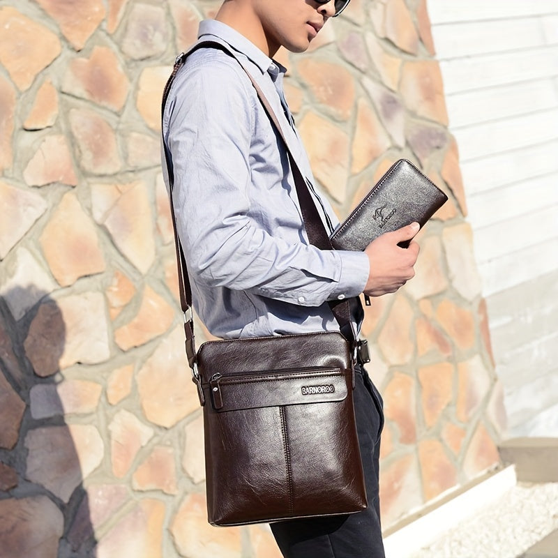2pcs/set Men's Simple Business Shoulder Bag Crossbody Bag Portable Zipper Clutch Bag Gift For Men Father's Day Gift