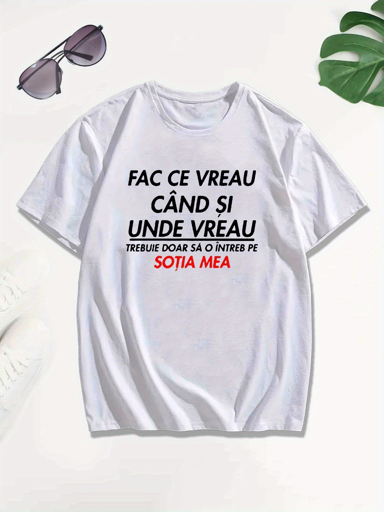Men's Romanian Quote Short Sleeve T-Shirt - "Face Ce Vreau Cand Si Under Breath" Print, Lightweight Polyester, Casual Summer Top, Round Neck, Machine Washable, Machine Washable Tee | Bold Text Tee | Lightweight Material