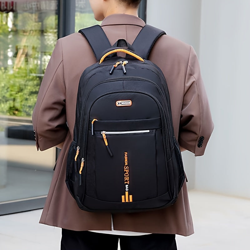 Unisex Large Capacity Travel Backpack - Durable Nylon Laptop Bag with Multiple Compartments, Business & Casual Style, Black with Green Accents, 60.96cm x 40.64cm x 8, Backpack for Travel