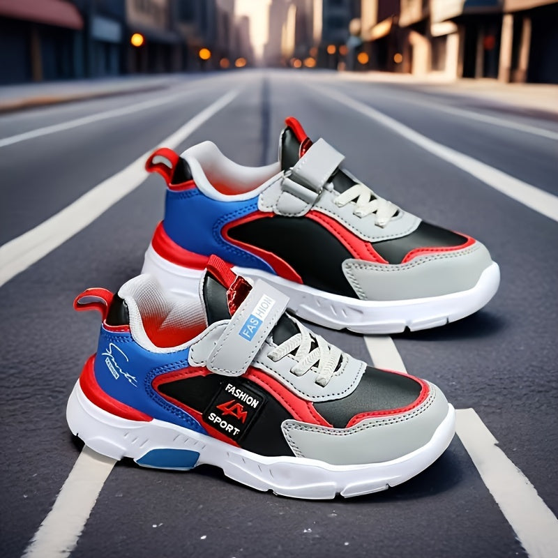 Girls' Stylish Sneakers - Casual Street Fashion, Mid-Top Design with Red & Blue Accents, Slip-On Style, Perfect for Running & Workout, Running Shoes|Stylish Casual Shoes|Elastic Strap Sneakers