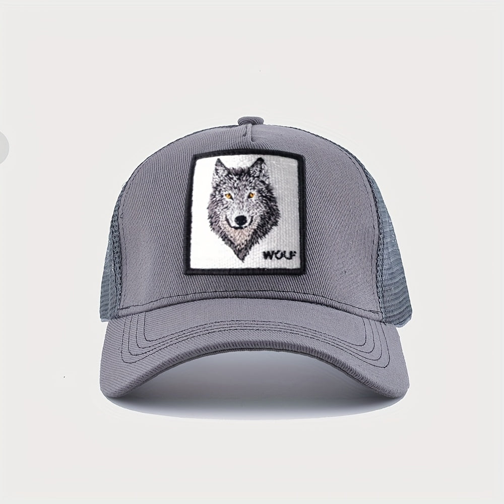 Animal Caps Trucker Hat Men Black Baseball Cap Women White Baseball Cap Men Wolf Trucker Cap Breathable Mesh Summer Baseball Caps Men'S & Women'S Wolf Embroidery Snapback Trucker Hat Fitted Outdoor Sports Adjustable Cap Gorra