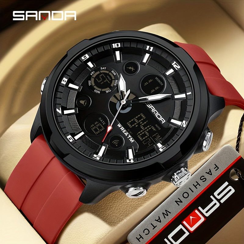 SANDA Men'S Digital Outdoor Sports Wristwatch,Waterproof Multifunctional Chronograph Quartz Watch For Gift Clock 9053
