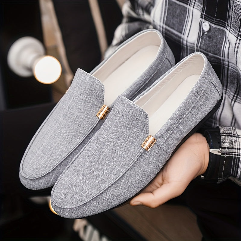 Men's Slip-On Casual Sneakers - Breathable Upper, EVA Cushioned Insole & Durable PU Sole - Low-Top Round Toe Design for All-Season Outdoor Hiking, Daily Wear & Leisure Activities, Allseason Shoes | Stylish Slipons | Fabric Li