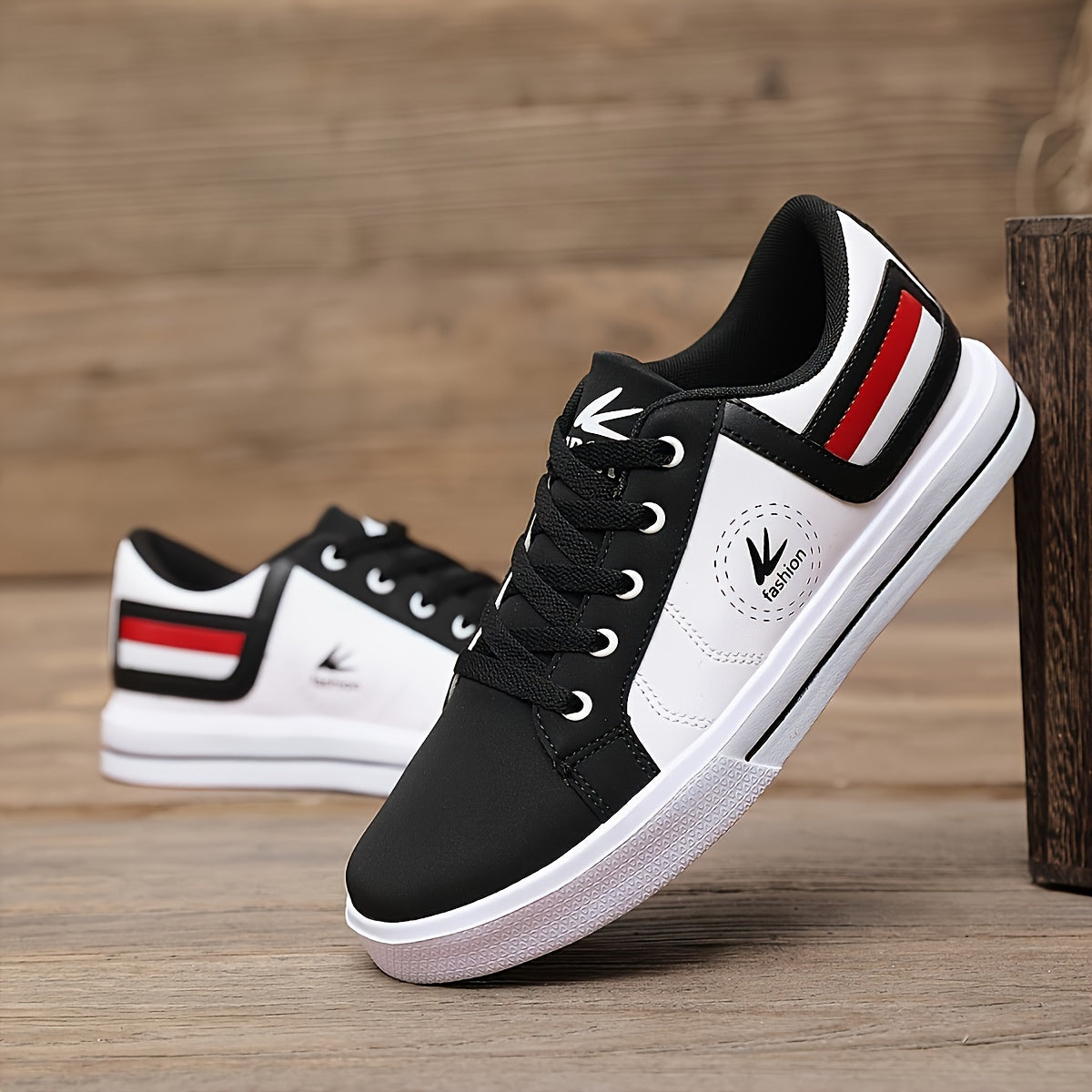 Athletic Chic | Men's Fashion Sneakers YY-9003, Casual Sports Low Top Lace-Up Shoes with Striped Microfiber Synthetic Upper, Fabric Inner & EVA Sole for Outdoor Running
