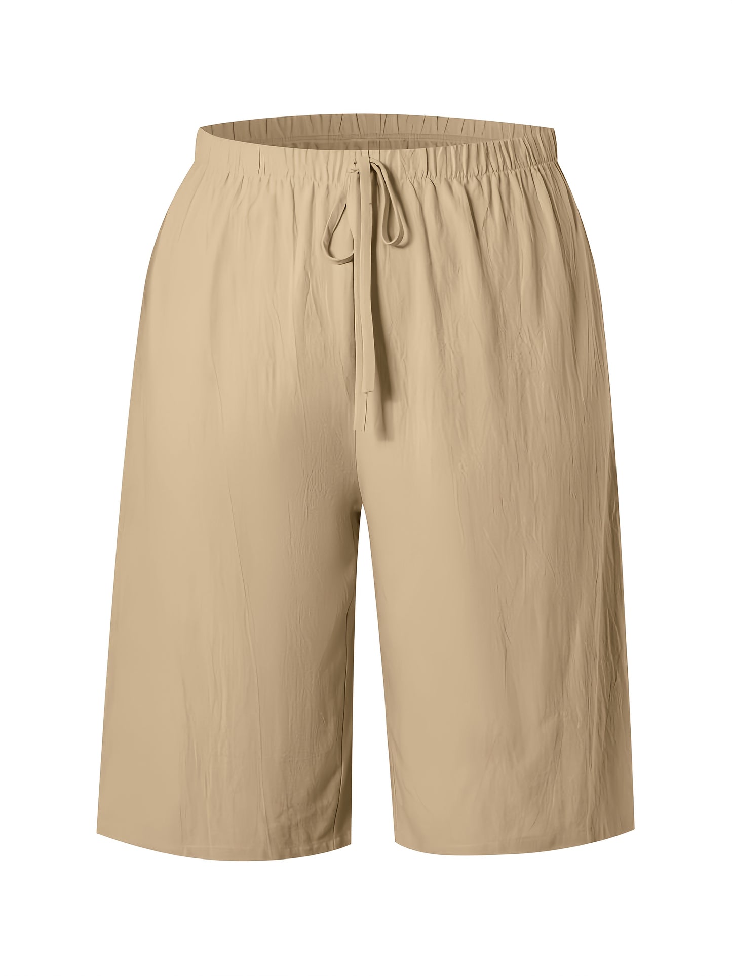 Women's Casual Solid Color Shorts with Faux Drawstring, Polyester, Machine Washable - All Seasons, Beach Pants, Leisure Style, ALL/Global/All