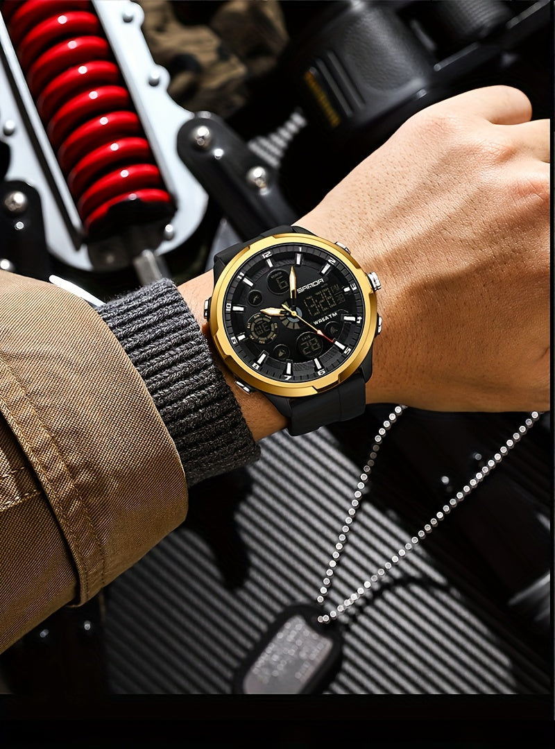 SANDA Men'S Digital Outdoor Sports Wristwatch,Waterproof Multifunctional Chronograph Quartz Watch For Gift Clock 9053