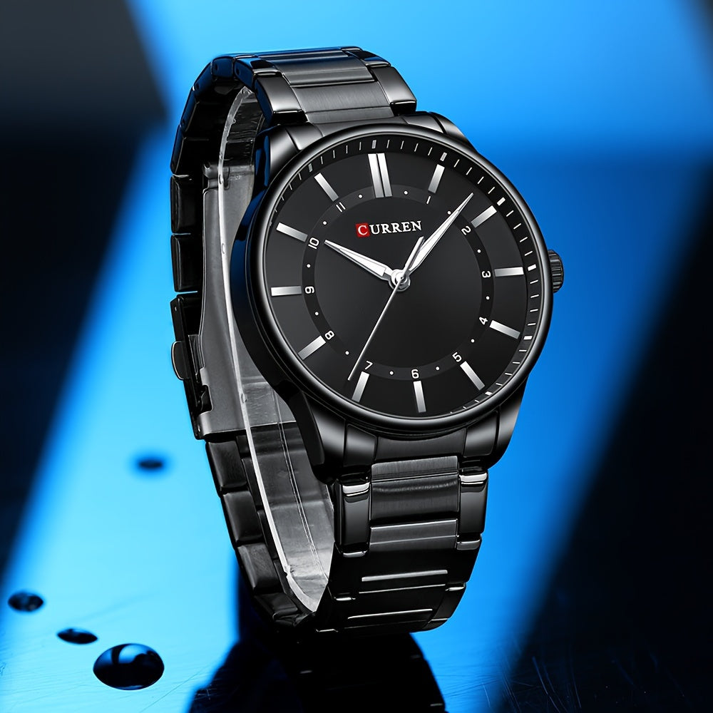 CURREN Men's Watch Gift Stainless Steel Band Simple Business Casual Watch