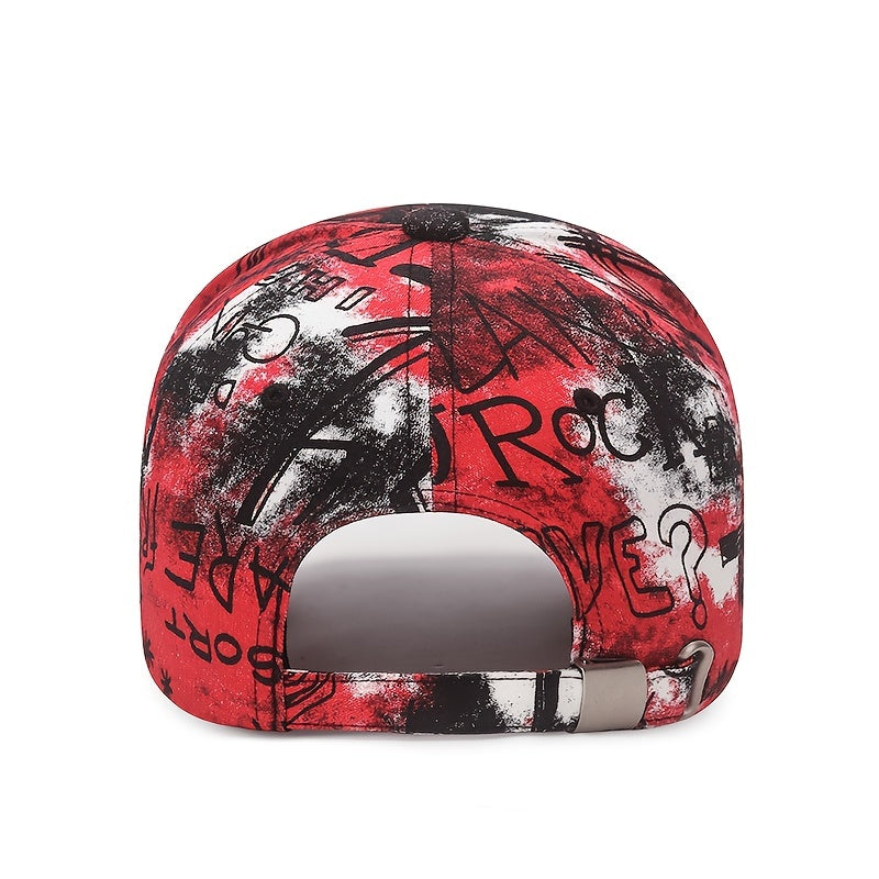 Graffiti Floral Fabric Baseball Cap for Both Men And Women, a Trendy Streetwear Sunshade Hat.