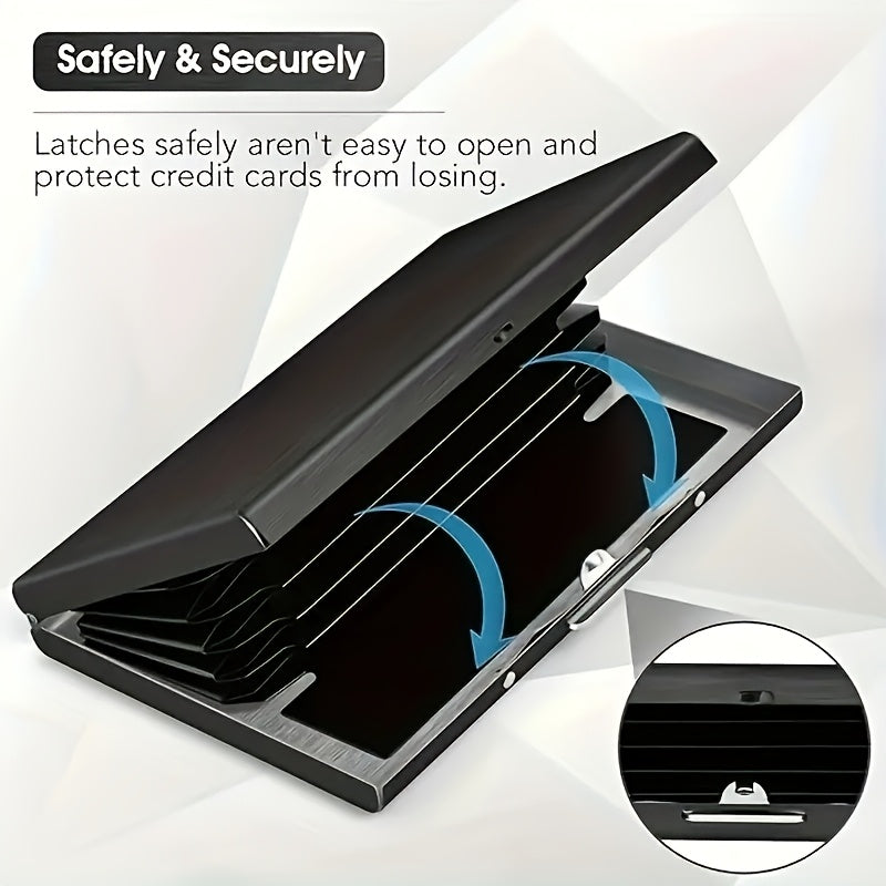 Premium Stainless Steel RFID Blocking Card Holder for Men – Sleek Black Metal Wallet with Multiple Compartments, Perfect Father’s Day Gift for Dad, Secure Card Storage | Polished Finish | Metallic Construction