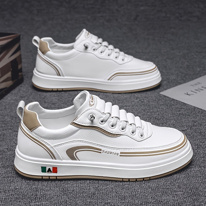 FC06 Men'S Casual Sneakers - Black & White Low-Top Lace-Up Shoes with Italian Flag Design, Faux Cover Upper, Cushioned PVC Sole, Breathable Fabric Lining for All-Season Comfort, Everyday Footwear, Modern Sneakers, Fabric Line