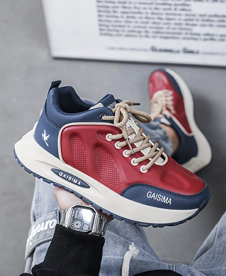 Men's Breathable Casual Sneakers - Trendy Dad Shoes with Thick Sole, Lace-Up, Mid-Top Design for Running & Fashion