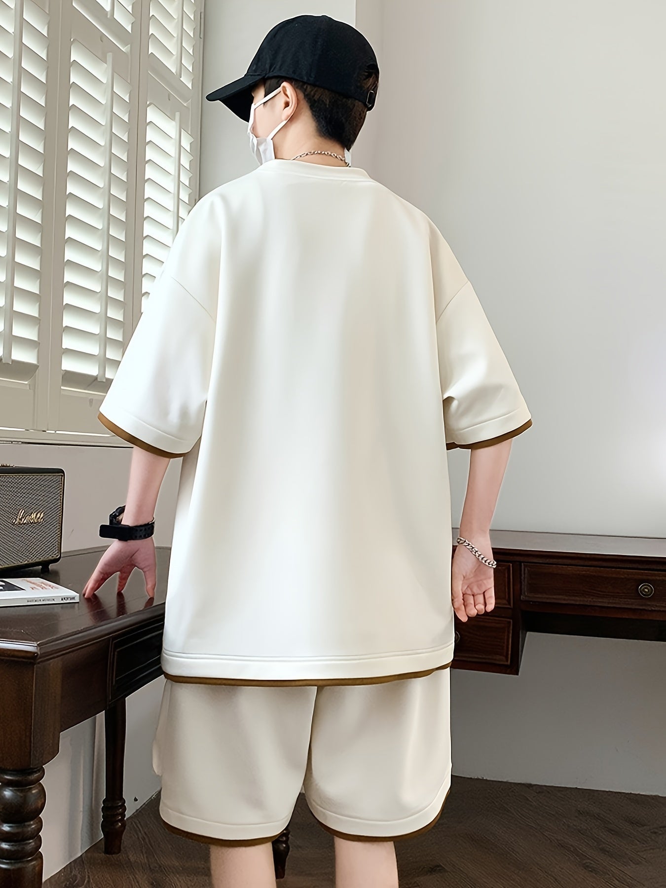 Pei Kuan's Choice Summer Men's Sports Suit Youth Student Casual Suit Two-piece Suit T-shirt Shorts Set Short Sleeve Shorts Set One Suit Breathable and Comfortable Sweat Absorbent