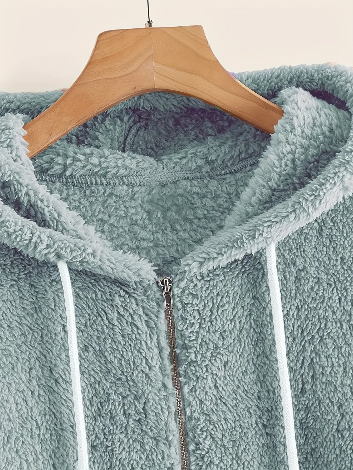 Cozy Fleece-Lined Hooded Jacket for Women - Casual Solid Color with Drawstring, Zip-Up Front, Long Sleeves - Perfect for Fall & Winter