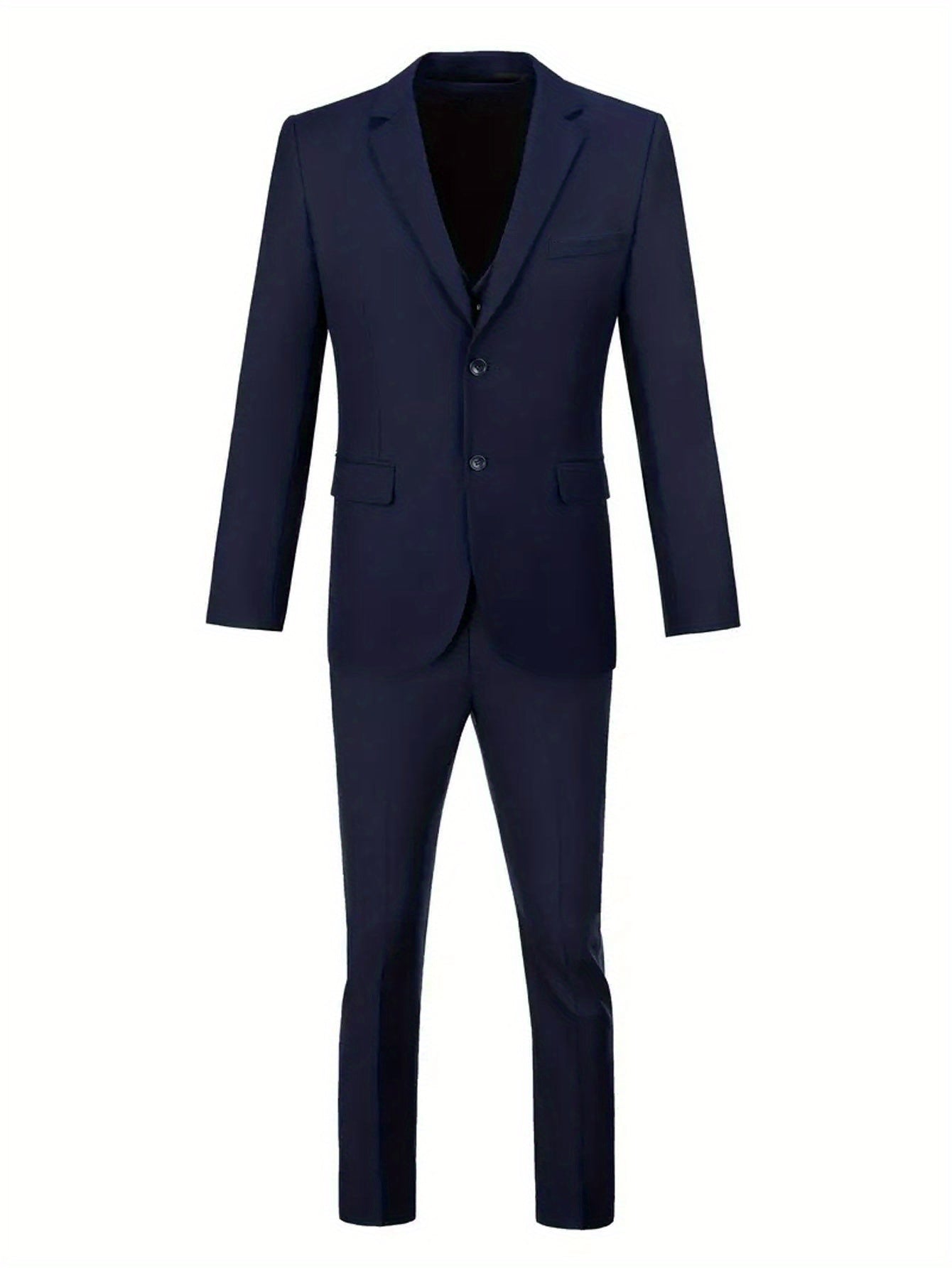 Men'S Formal Suit Set Featuring a Two-Button Lapel Jacket And Trousers. A Simple, Comfortable, And Classic Outfit for Adult Males, Suitable for Professional Office Wear, Elite Business Attire, And High-End Casual Suits. Ideal