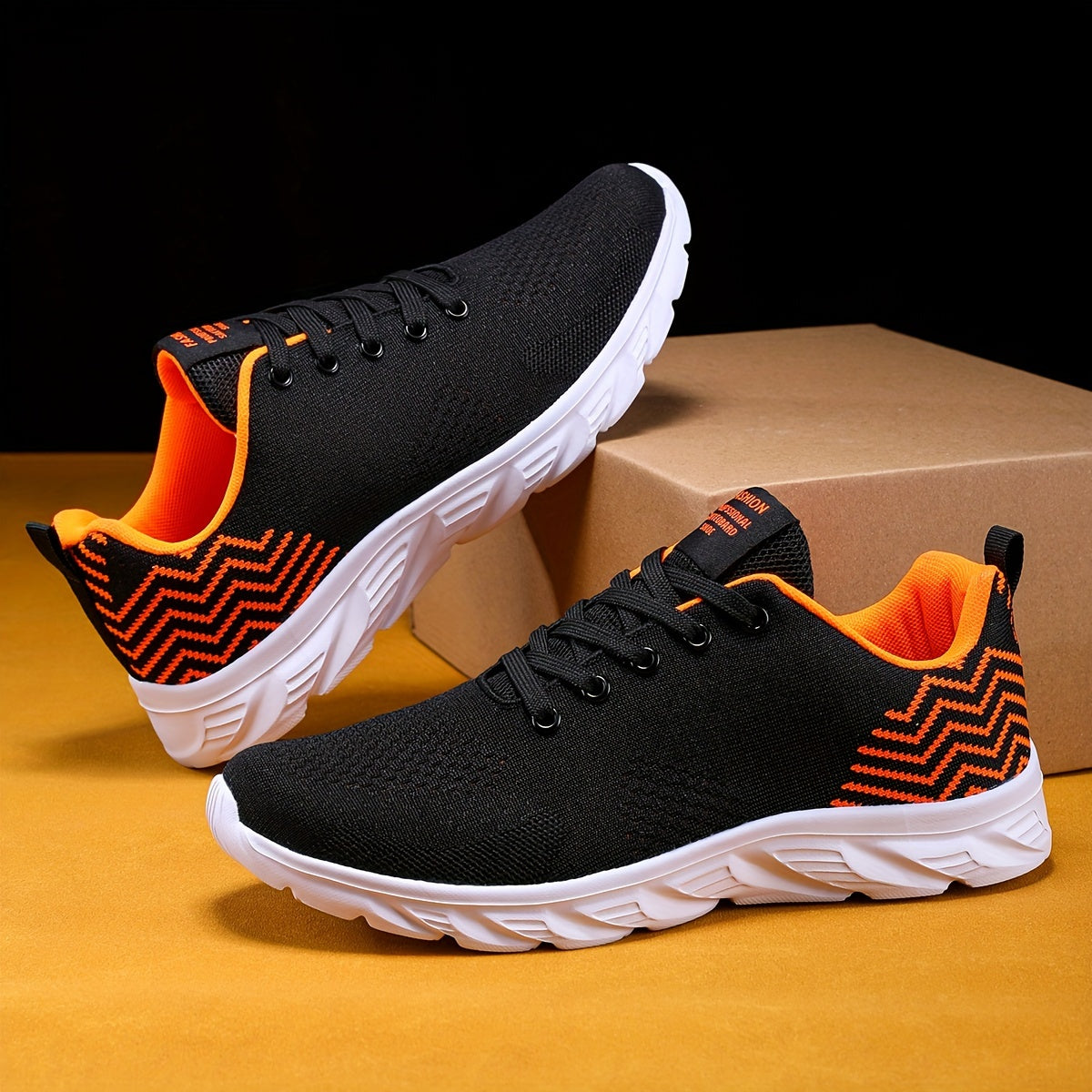 Men's Knitted Breathable Running Shoes, Lightweight Non-Slip Soft Sole, Comfortable for Outdoor Walking, Jogging, Fitness, Daily Activities, EVA Sole, Fabric Upper, Low-Top, Lace-Up Closure, Striped Pattern, All-Season Fashio