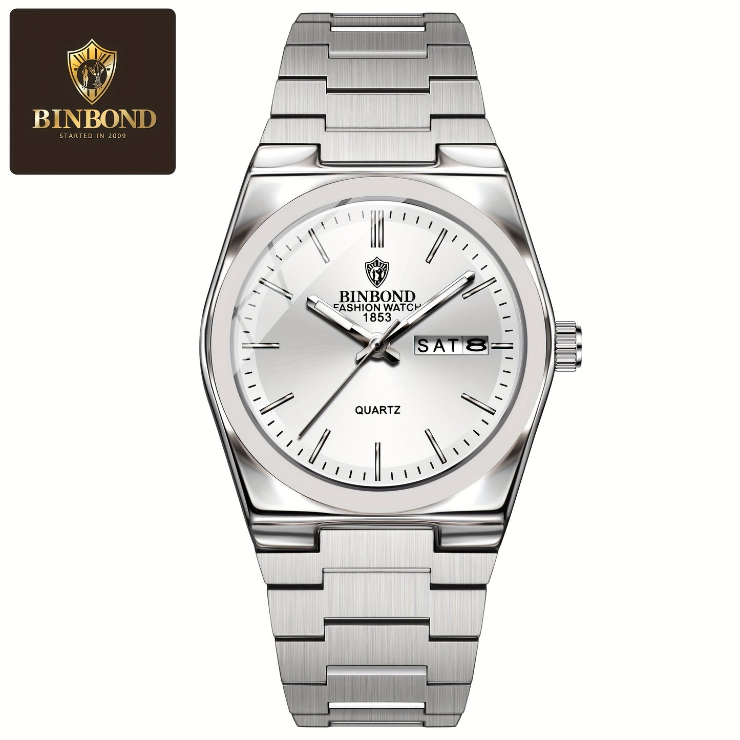 BINBOND Women'S Stainless Steel Quartz Watch - IP67, Luminous Chronograph, Calendar, Durable Zinc Alloy Case, Elegant Design for Casual Attire, Casual Watch | Elegant Watch Design | Quartz Movemen