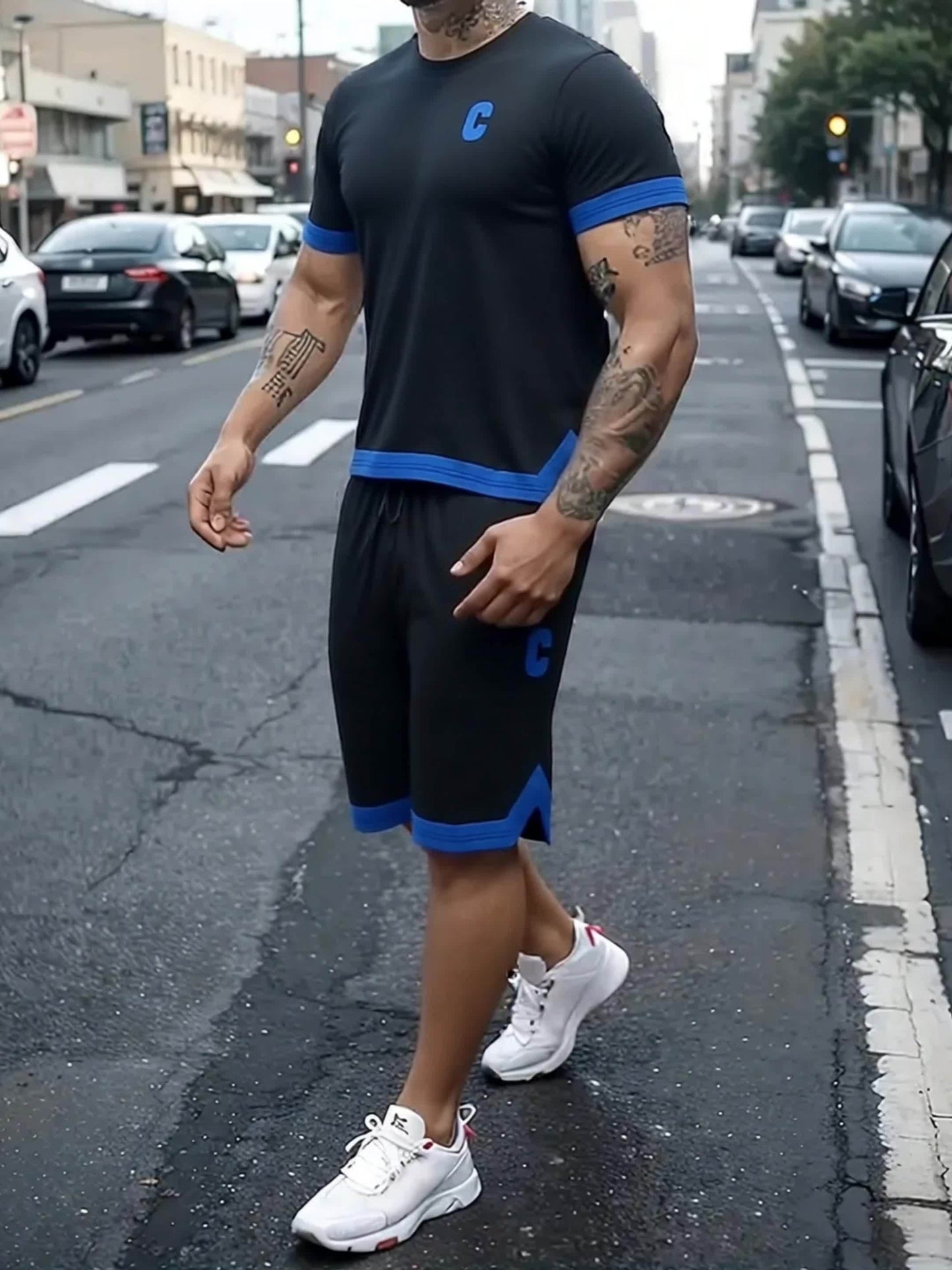 Men'S Casual Sportswear Set, Trendy And Versatile Two-Piece Outfit.