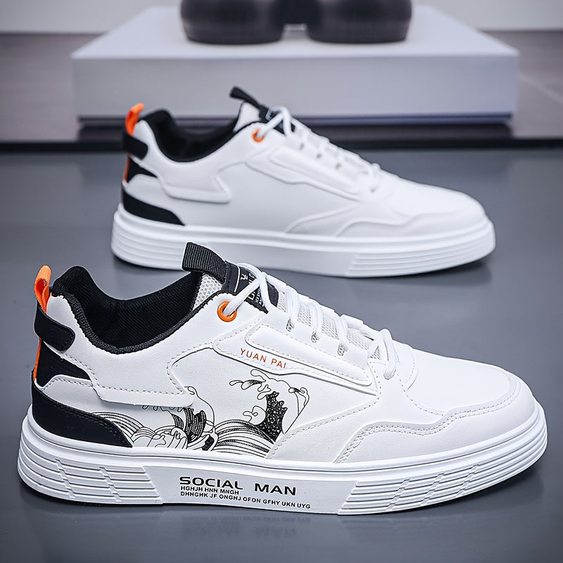 Everyday Comfort, Men's Fashionable Low-Top Skate Shoes - Comfortable, Non-Slip Casual Lace-Up Sneakers with Stylish "SPORT" Motif, Durable PU Upper & PVC Sole, Perfect for Everyday & Outdoor Activities
