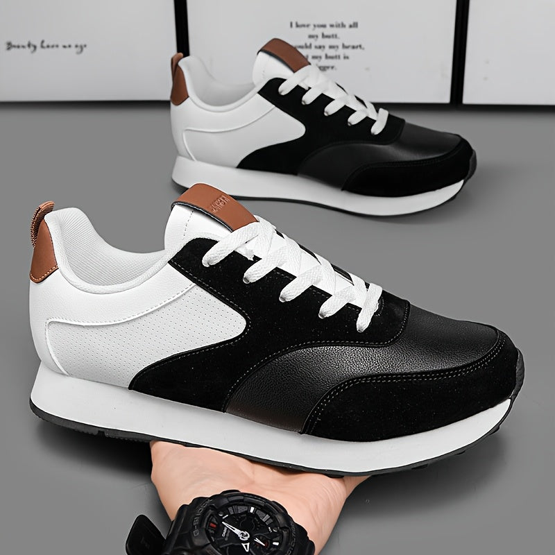 Men'S Breathable Athletic Sneakers - Lightweight, Soft, Non-Slip Running Shoes with EVA Sole for Sports, Travel & Casual Wear - White & Brown Two-Tone Design, Lace-Up Low Tops, All-Season Comfort, Sports Footwear, Sleek Sport