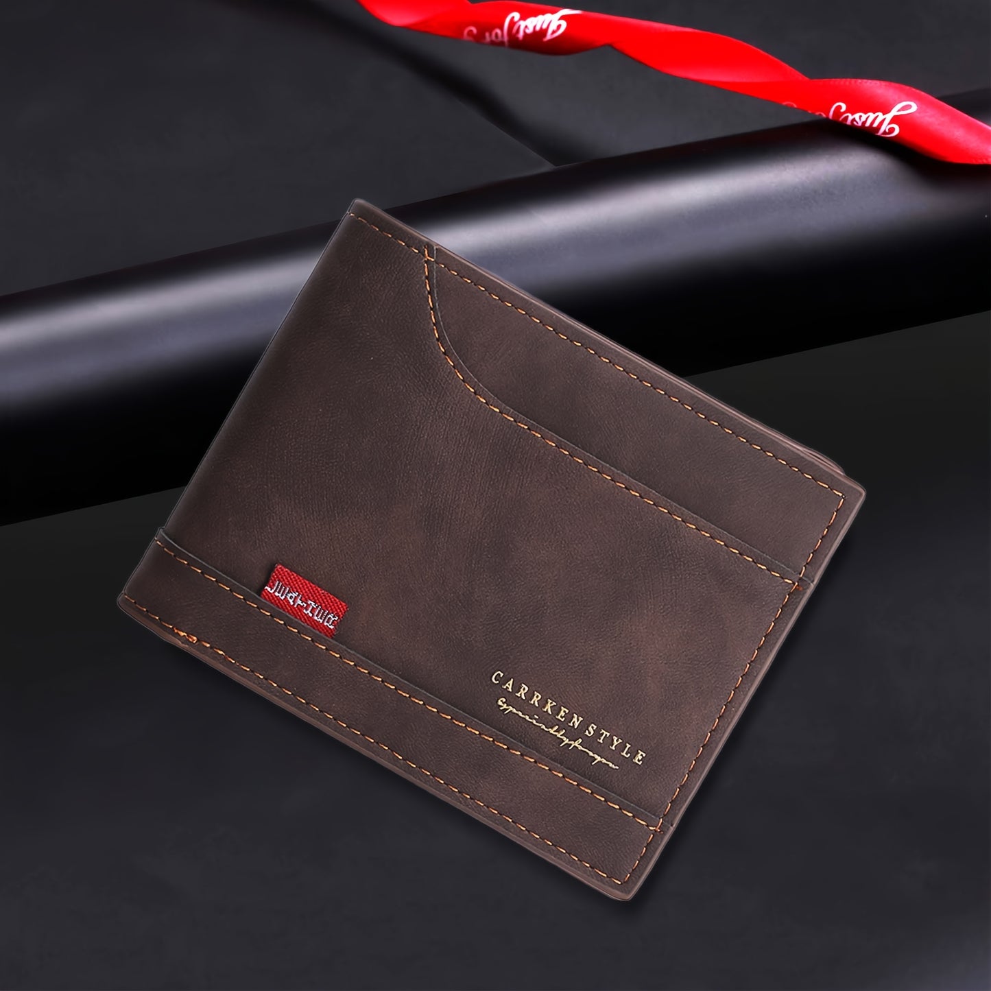 Men's Vintage-Style Black Faux Leather Wallet with Zipper - Multiple Card Slots, Multi-Functional ID Holder