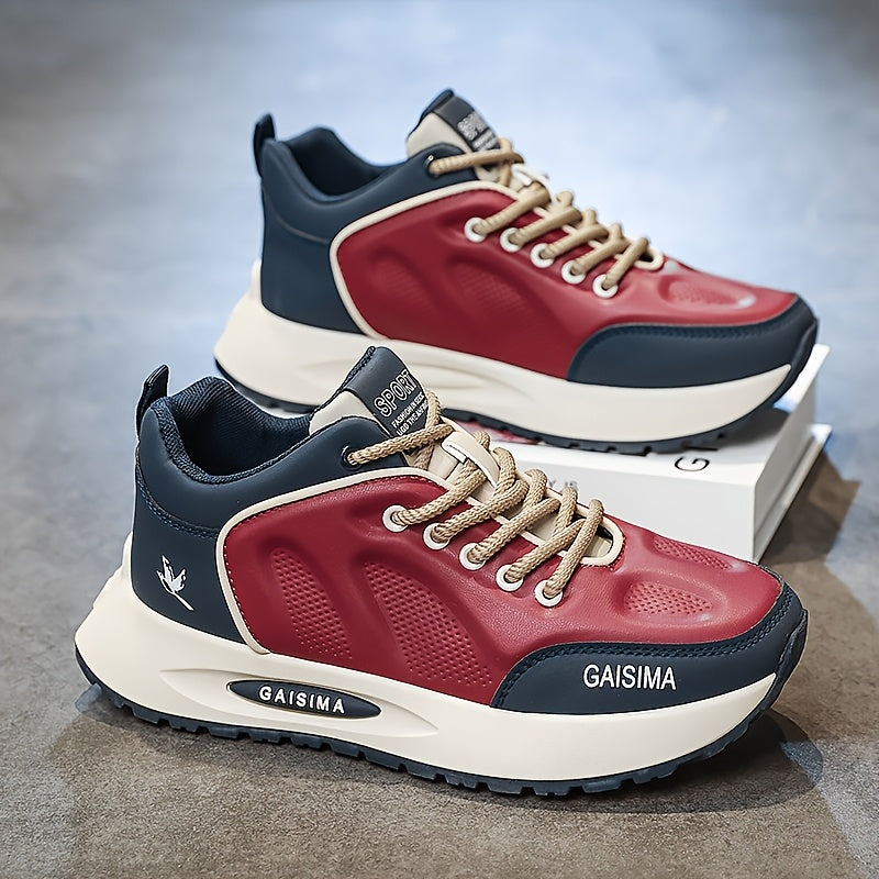 Men's Breathable Casual Sneakers - Trendy Dad Shoes with Thick Sole, Lace-Up, Mid-Top Design for Running & Fashion