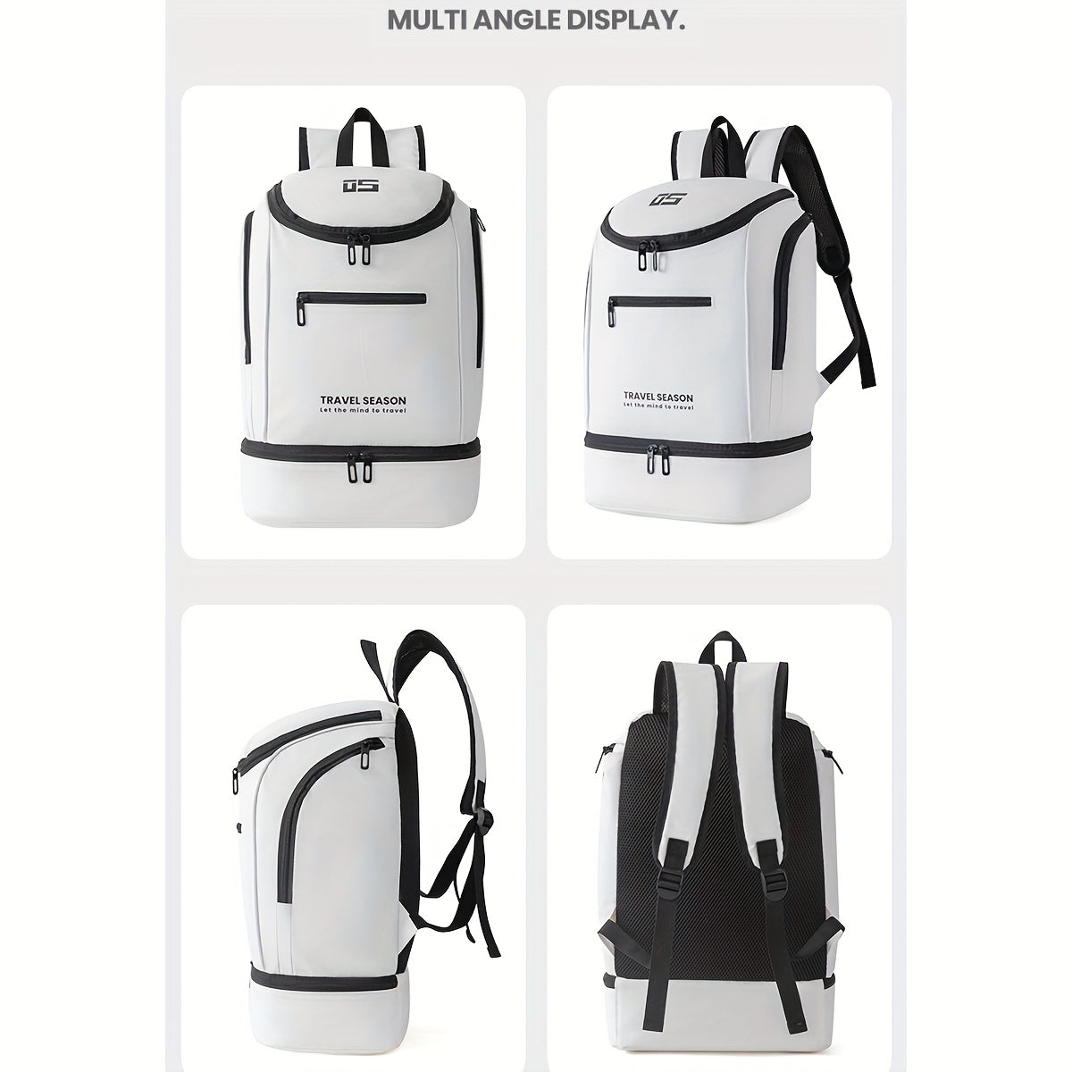 TRAVEL SEASON Large Capacity Sports Backpack - Durable Polyester, Wet/Dry Separation, Multi-Compartment Gym Tote Bag for Men and Women, Travel Backpack