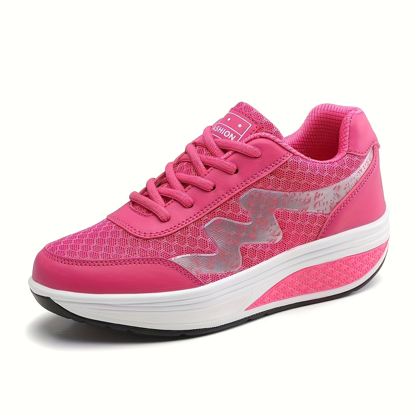 Women's Light Blue Breathable Mesh Sneakers - Air-Cushioned, Thick-Soled Sneakers with Sport Control & Lace-Up Design for All Seasons