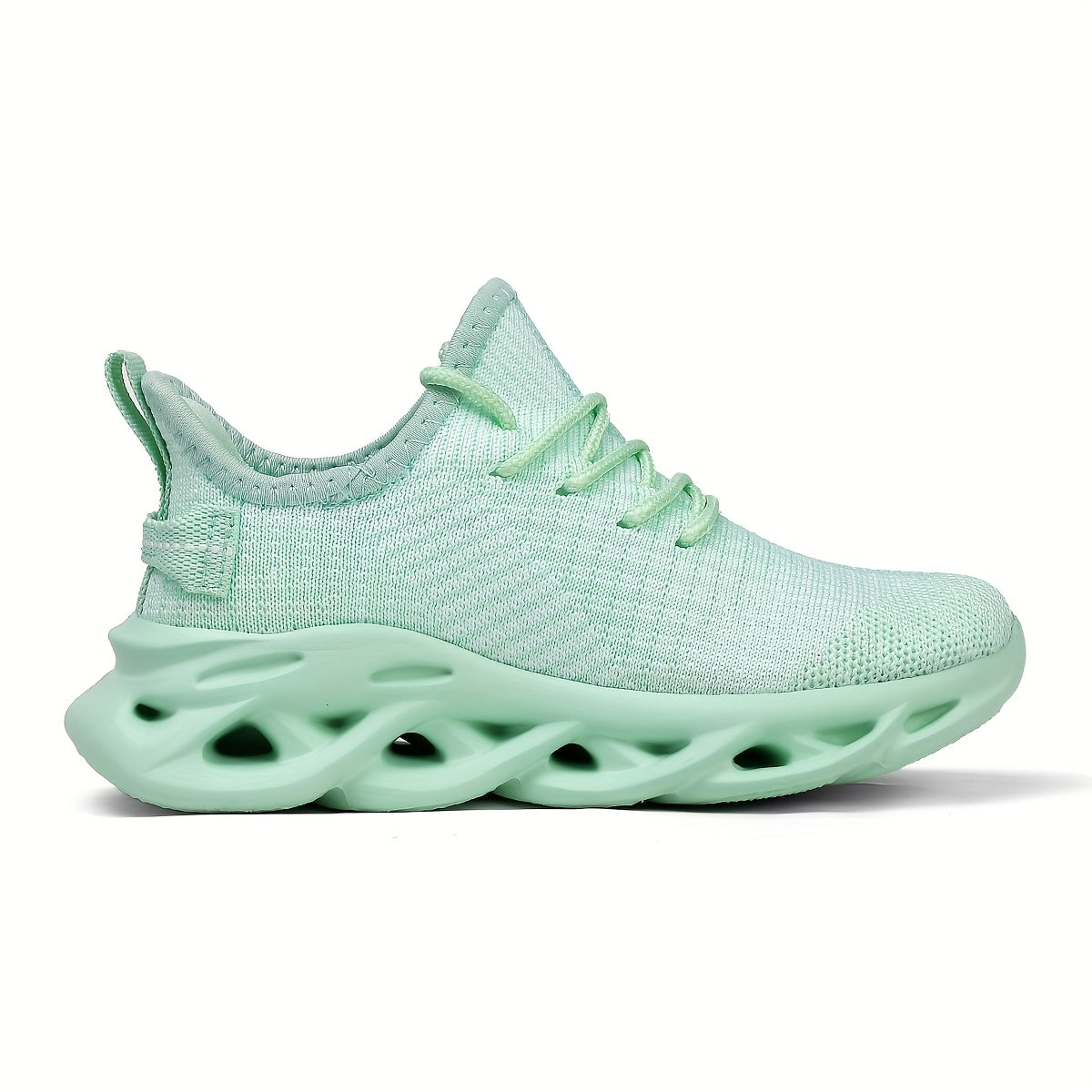 Boys' Breathable Knit Sneakers - Lightweight Running & Training Shoes with Air Cushion, Non-Slip MD Sole, Lace-Up Design, Available in Black & White