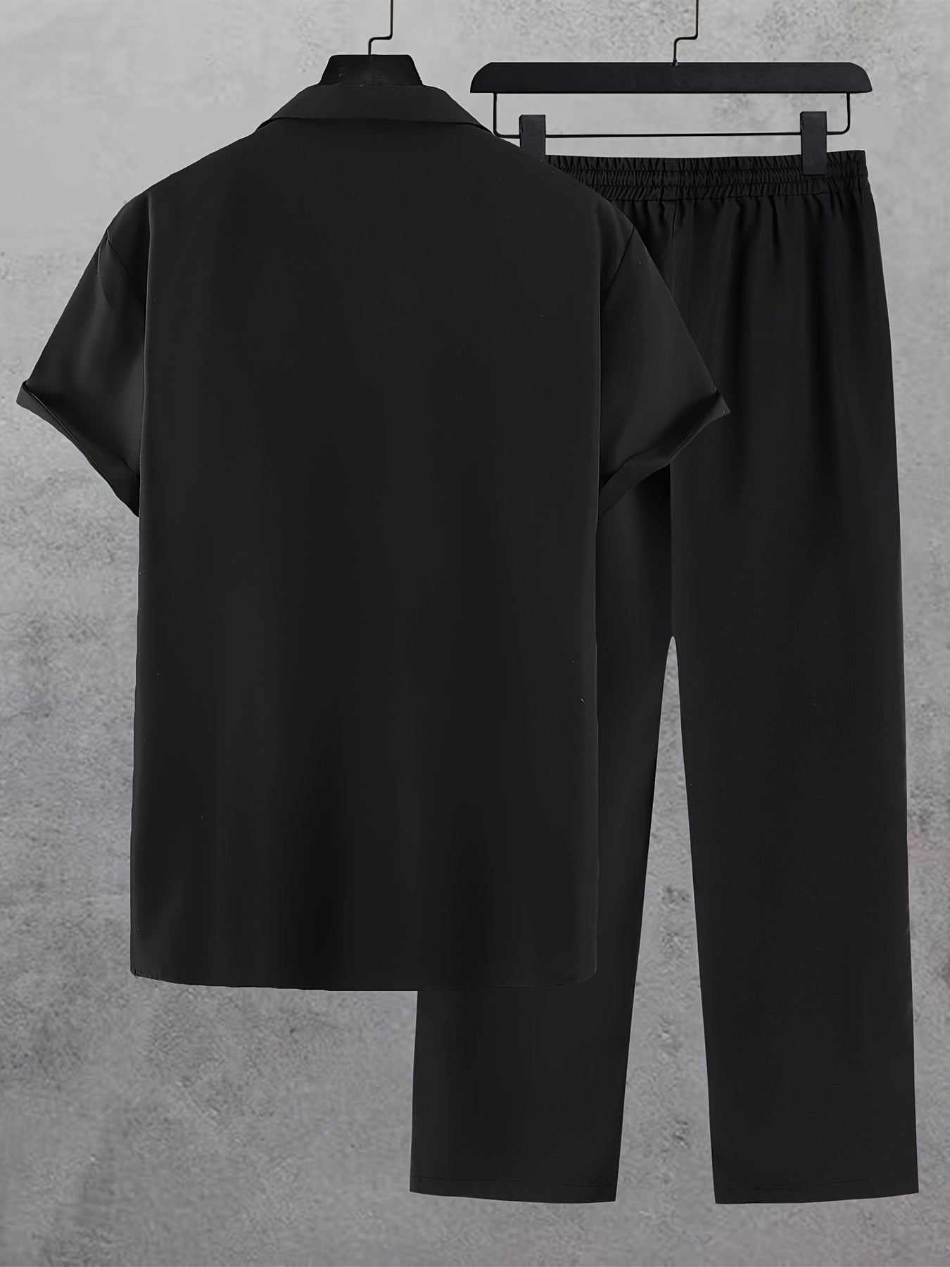 Men'S Summer Hot Trendy Print Short Sleeve Suit Collar Straight Leg Trousers Fashion Set