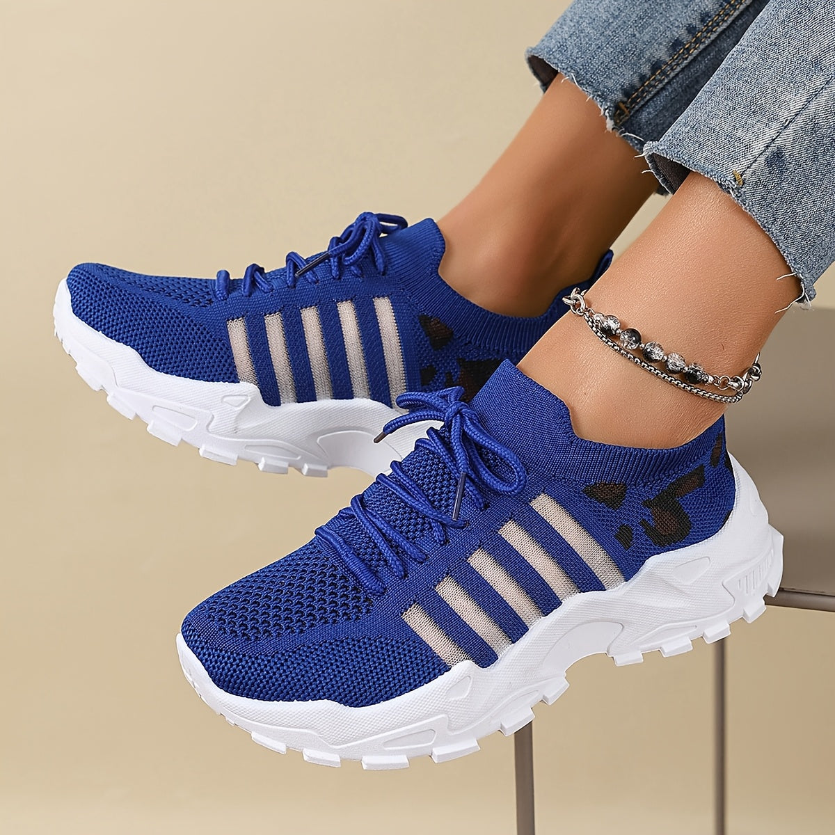 Women's Fashion Leopard Print Lace-Up Sneakers, Breathable Mesh Walking Shoes for Spring/Summer, Lightweight Comfortable Casual Sports Control Footwear with PVC Sole and Microfiber Insole