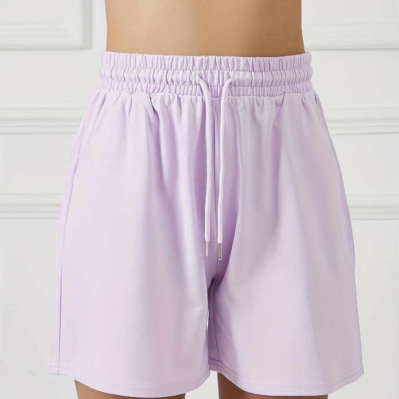 Summer Women'S Casual Shorts with Two Pockets, Drawstring Waist, Suitable for Running, Yoga, And Workouts, Loose And Comfortable, Five-Point Length.
