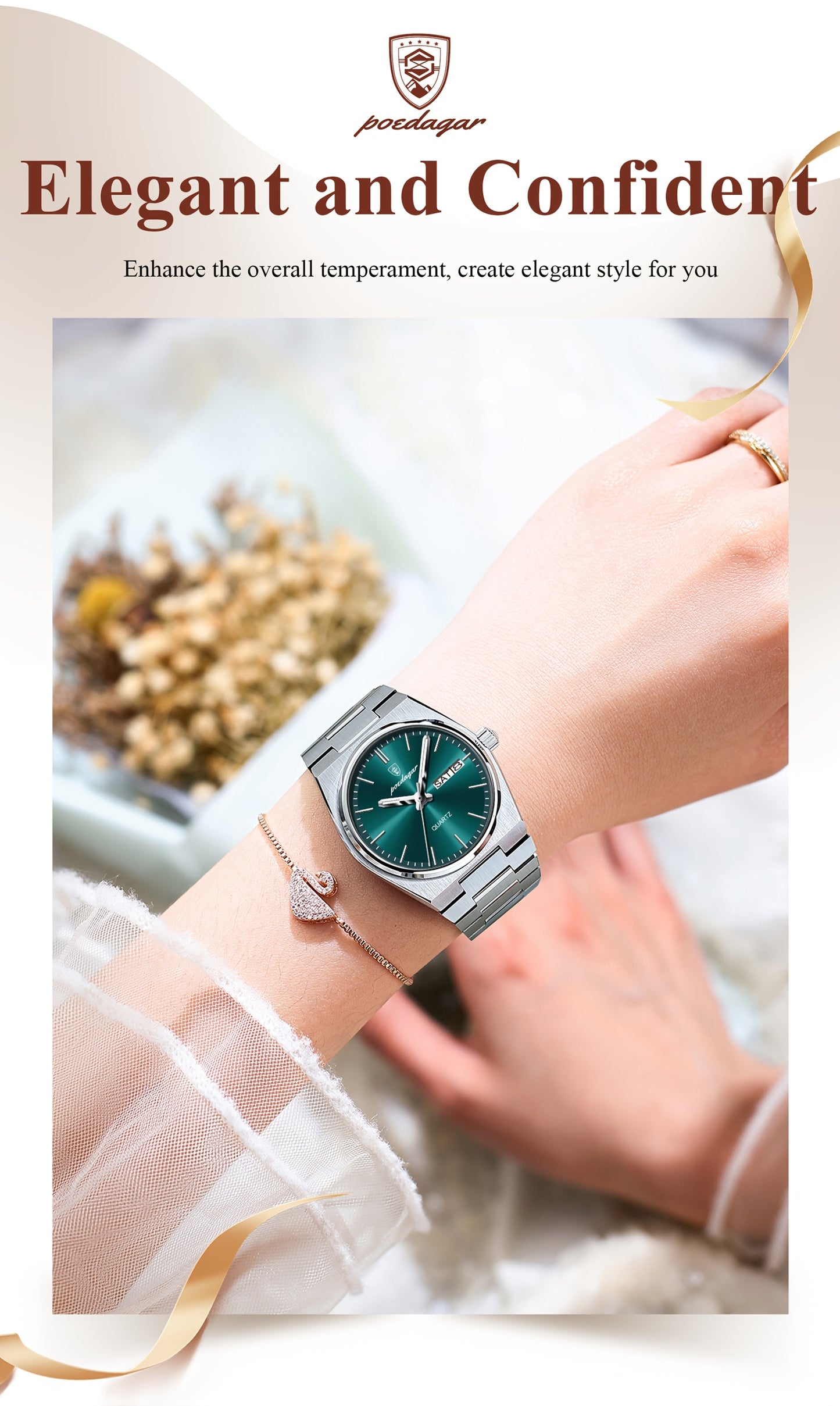 The 2025 Popular Luminous Calendar Stainless Steel Women'S Watch, a Trendy Korean Style Quartz Watch for Young People, Perfect for Casual Fashion.