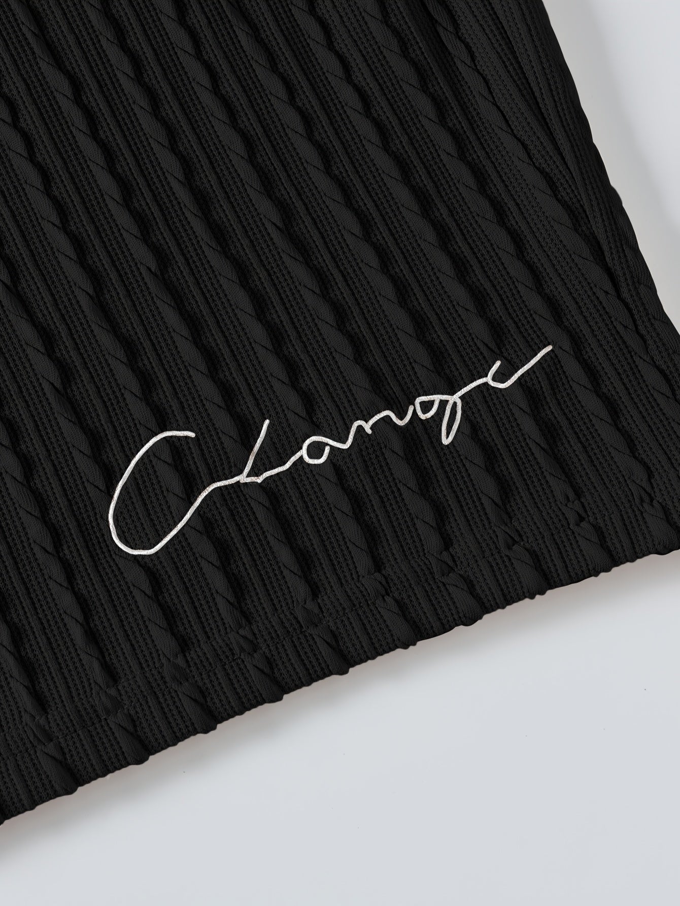 Men'S Casual Polyester Crew Neck Embroidered Alphabet Pattern Slight Stretch Knit Fabric Regular Fit Lash Sets for Spring