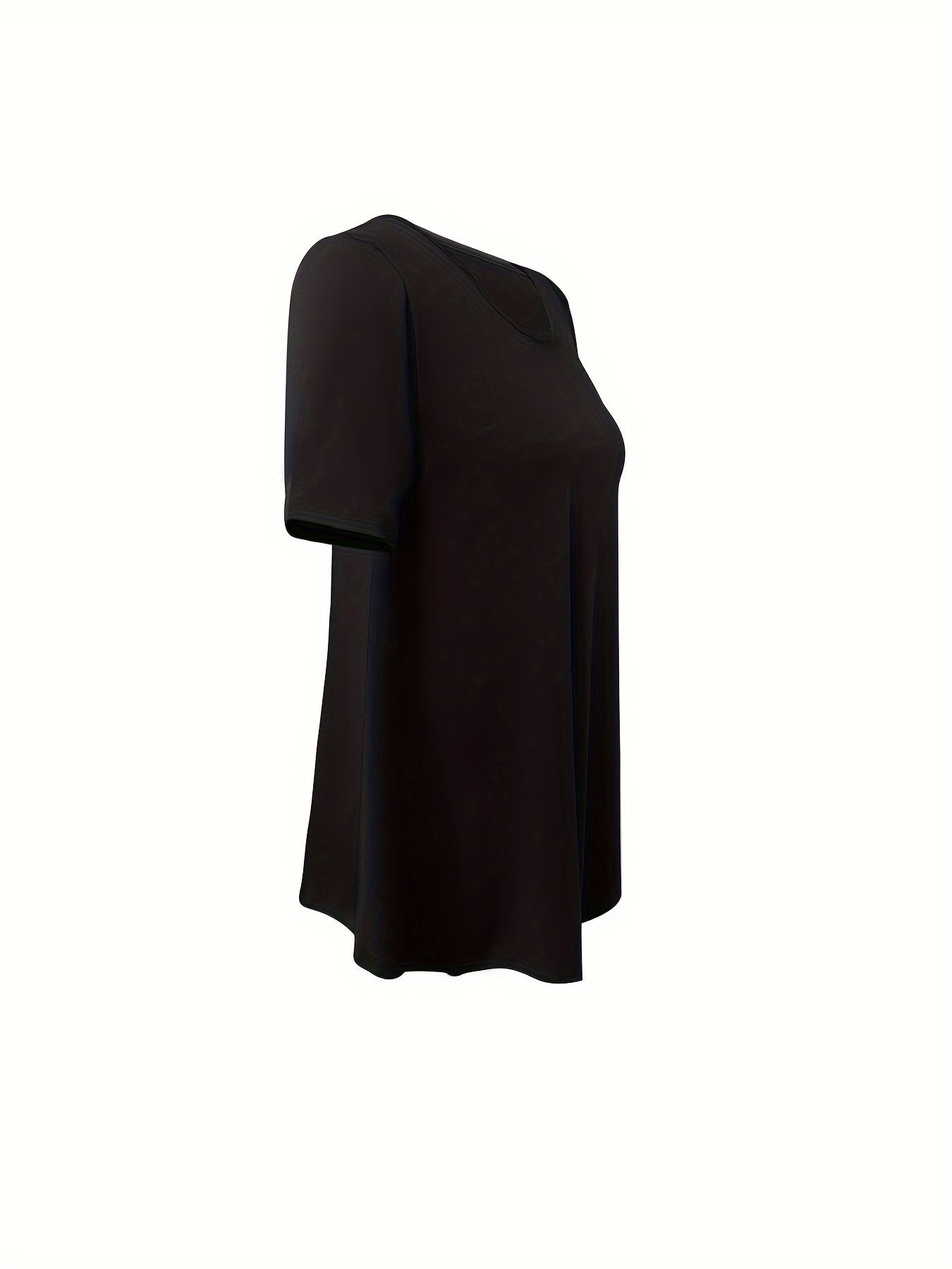 Asymmetrical Hem Crew Neck T-shirt, Short Sleeve Casual Top For Summer & Spring, Women's Clothing