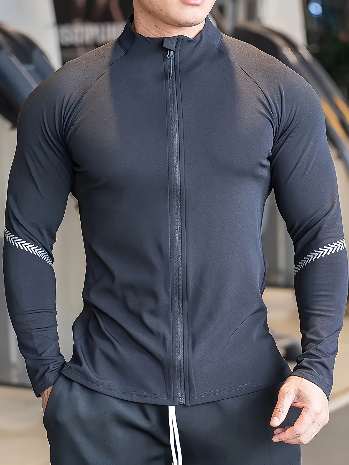 Men'S Ultra-Breathable UV Protection Long Sleeve Zip Neck Jacket, Quick-Dry Lightweight, for Intense Basketball, Cycling, Hiking & All-Outdoor Adventures